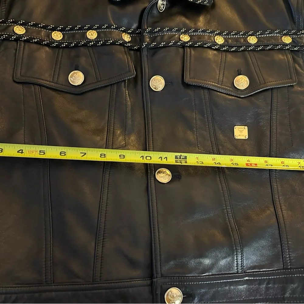 MCM Jacket Bomber Leather Black Rare Luxury Jacket Made In Italy Size large